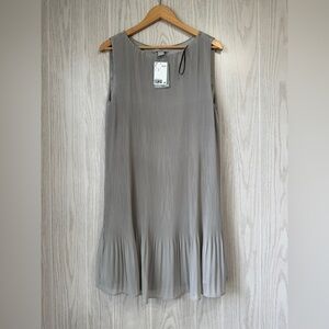 H&M Pleated A-Line Dress Light Sage Green Size M NWT